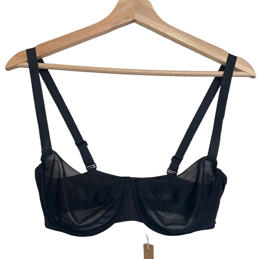 NWT SKIMS No Show Molded Unlined Balconette Sexy Sheer Lingerie In Onyx Black - Picture 5 of 8